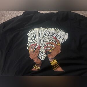 SHEIN Black Graphic Tee with Red Accents